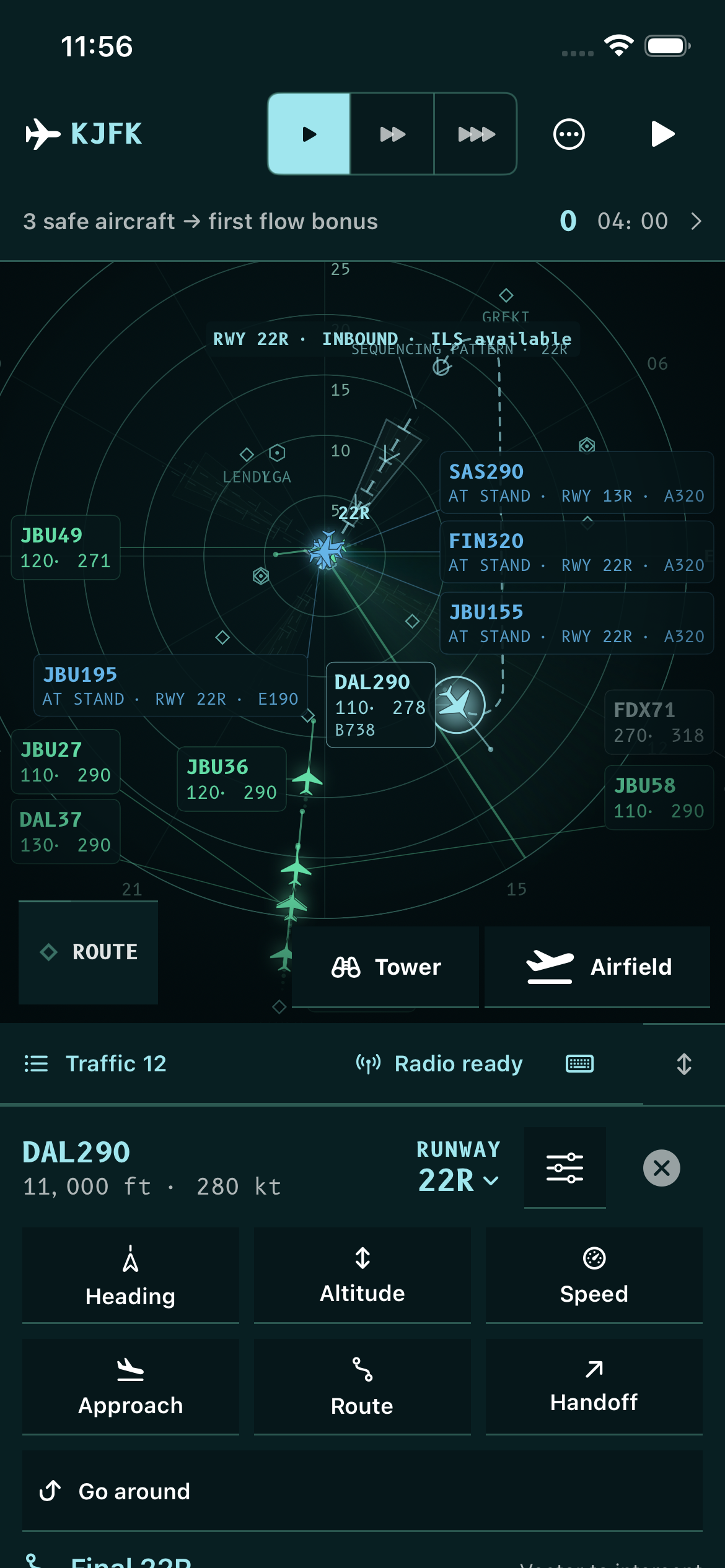Vectors to Final development radar and touch controls.